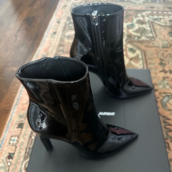 Saint Laurent Patent Stiletto Bootie with Box Black Size 37 - Picture 3 of 8